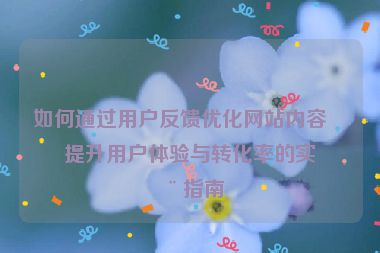 如何通過用戶反饋優(yōu)化網(wǎng)站內(nèi)容，提升用戶體驗與轉(zhuǎn)化率的實用指南